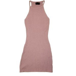 Purple Mini Bodycon Ribbed Dress High Neck Sleeveless ASOS Lavender